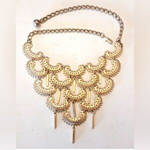 Sarah Coventry Charisma Bib Necklace Goldtone Crescent Chain VTG